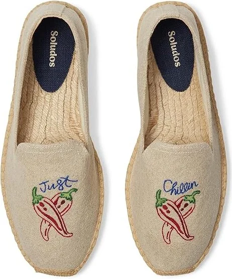Soludos Smoking Slipper Espadrille Men's Shoes Just Chillin/Natural Undyed : 8 D - Medium, Cotton/Textile