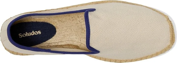 Soludos Smoking Slipper Espadrille Men's Slip on Shoes Ivory / Dark Blue : 8 D - Medium, Jute - Image 2