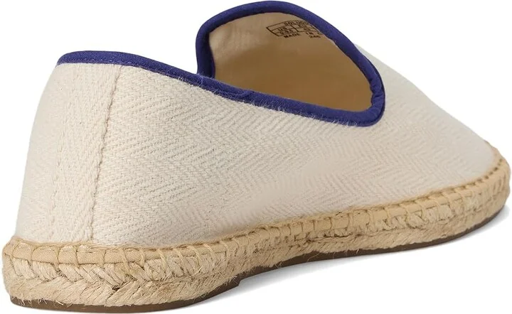 Soludos Smoking Slipper Espadrille Men's Slip on Shoes Ivory / Dark Blue : 8 D - Medium, Jute - Image 4