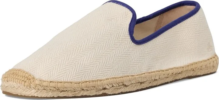 Soludos Smoking Slipper Espadrille Men's Slip on Shoes Ivory / Dark Blue : 8 D - Medium, Jute - Image 5