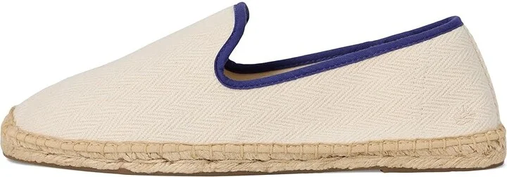 Soludos Smoking Slipper Espadrille Men's Slip on Shoes Ivory / Dark Blue : 8 D - Medium, Jute - Image 6