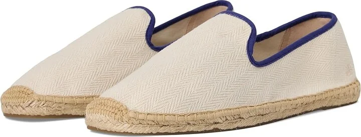 Soludos Smoking Slipper Espadrille Men's Slip on Shoes Ivory / Dark Blue : 8 D - Medium, Jute