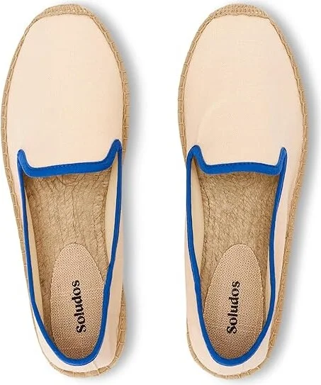 Soludos Smoking Slipper Espadrille Women's Slip on Shoes Ivory / Blue : 7 B - Medium, Jute - Image 2