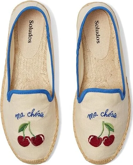 Soludos Smoking Slipper Espadrille Women's Slip on Shoes Ma Cherie/Ivory/Blue : 8 B - Medium, Jute