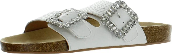 Somers Womens Leather Rhinestone Footbed Sandals
