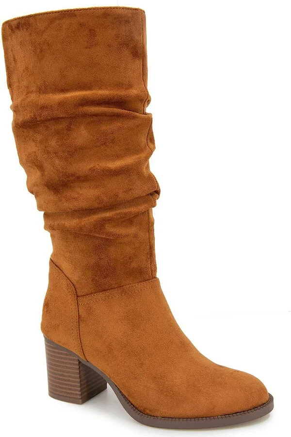 Sonia Womens Faux Suede Almond Toe Knee-High Boots