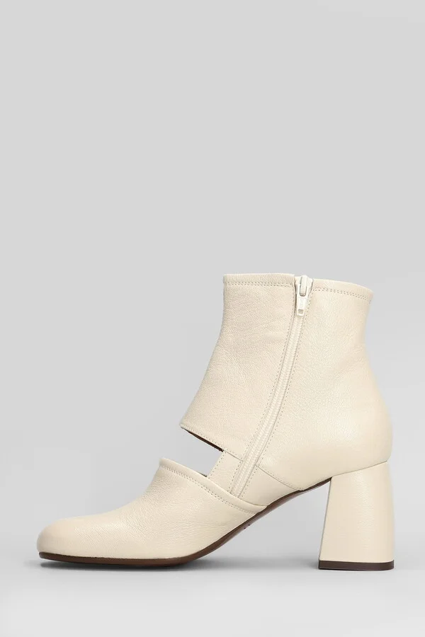 Sonli High Heels Ankle Boots In Beige Leather - Image 3