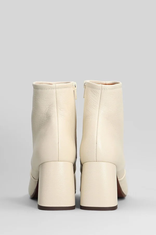 Sonli High Heels Ankle Boots In Beige Leather - Image 4