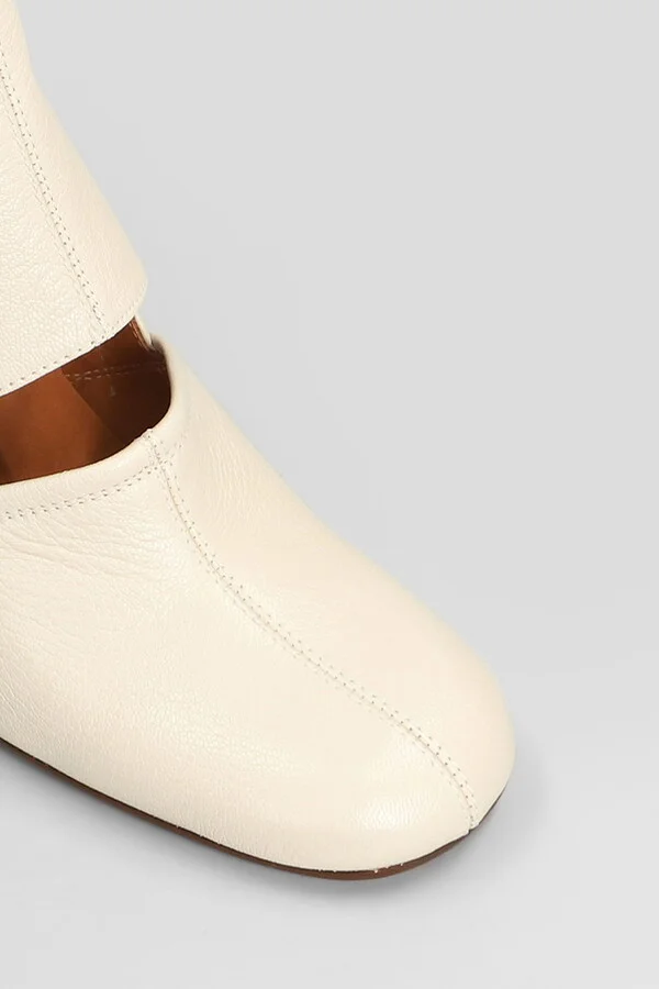 Sonli High Heels Ankle Boots In Beige Leather - Image 5