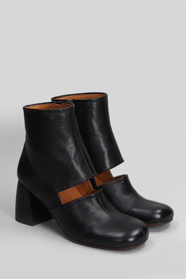 Sonli High Heels Ankle Boots In Black Leather - Image 2