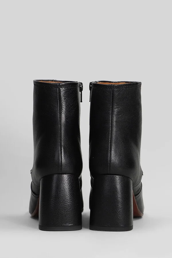 Sonli High Heels Ankle Boots In Black Leather - Image 4