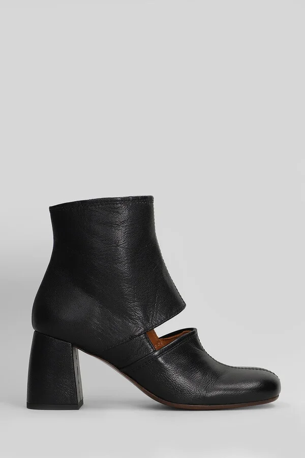 Sonli High Heels Ankle Boots In Black Leather
