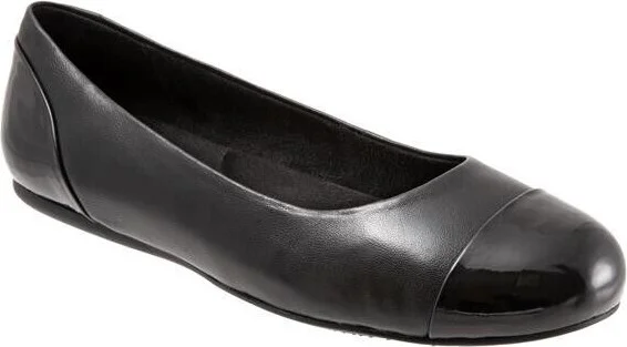 Sonoma Cap Toe Ballet Women's 10.5 Black Soft Nappa Patent Flat FZP205 (Black,10.5)