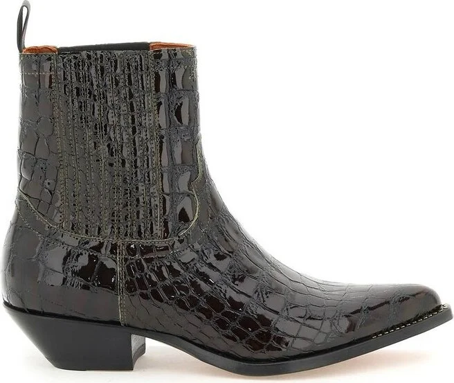 Sonora Embossed Pointed-Toe Ankle Boots