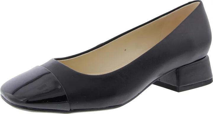 Sophe Womens Patent Trim Faux Leather Loafer Heels