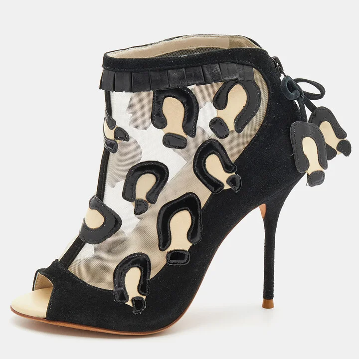 Sophia Webster Black Mesh and Suede Felice Booties Size 36