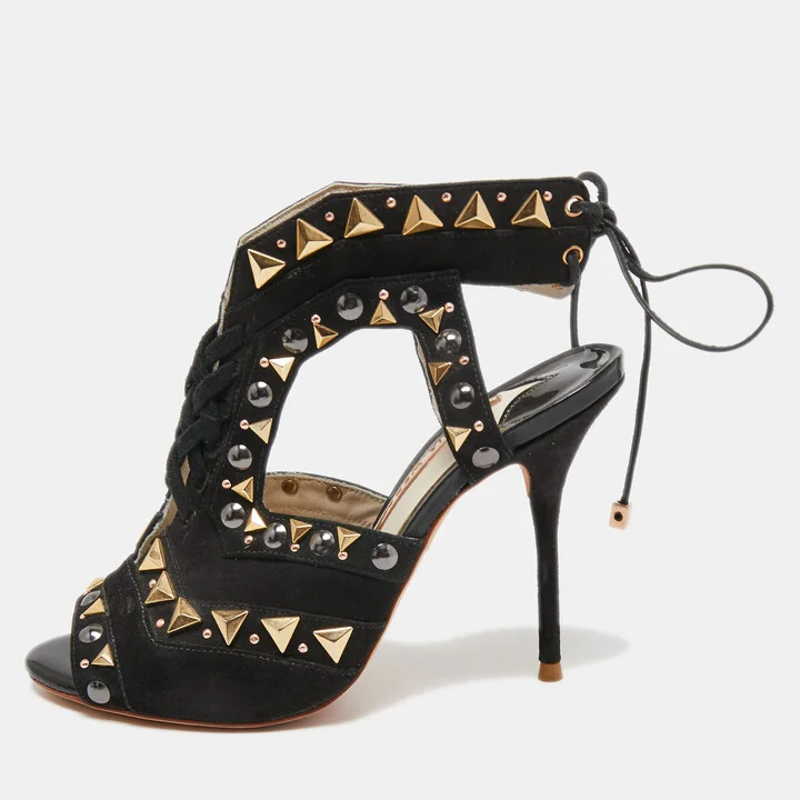 Sophia Webster Black Suede Studded Riko Sandals Size 36