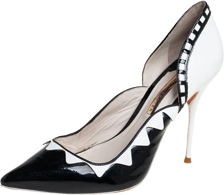 Sophia Webster Black/White Patent Leather And Leather D'orsay Pumps Size 40
