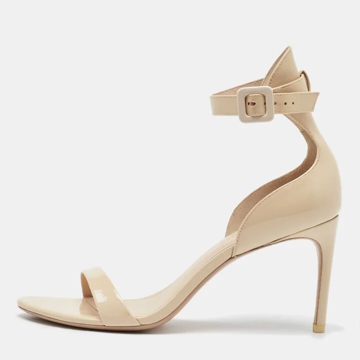 Sophia Webster Cream Patent Leather Nicole Ankle Strap Sandals Size 39