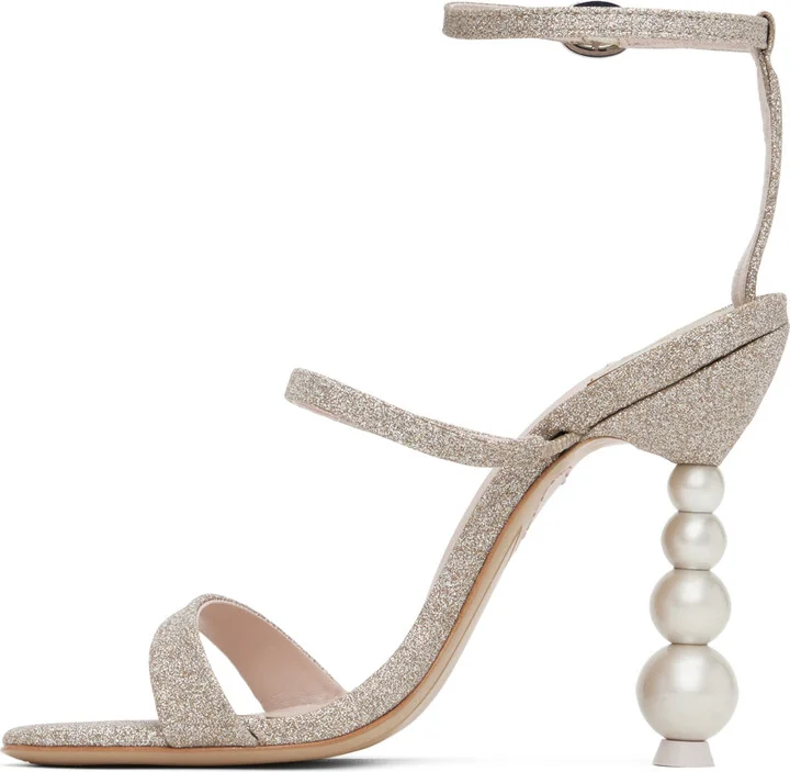 Sophia Webster Gold Rosalind Pearl Heeled Sandals - Image 3