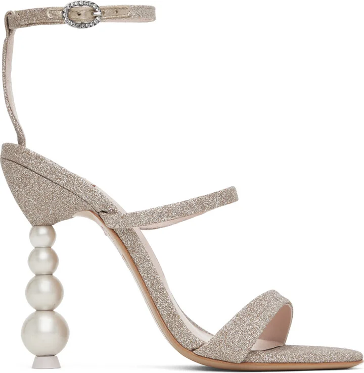 Sophia Webster Gold Rosalind Pearl Heeled Sandals