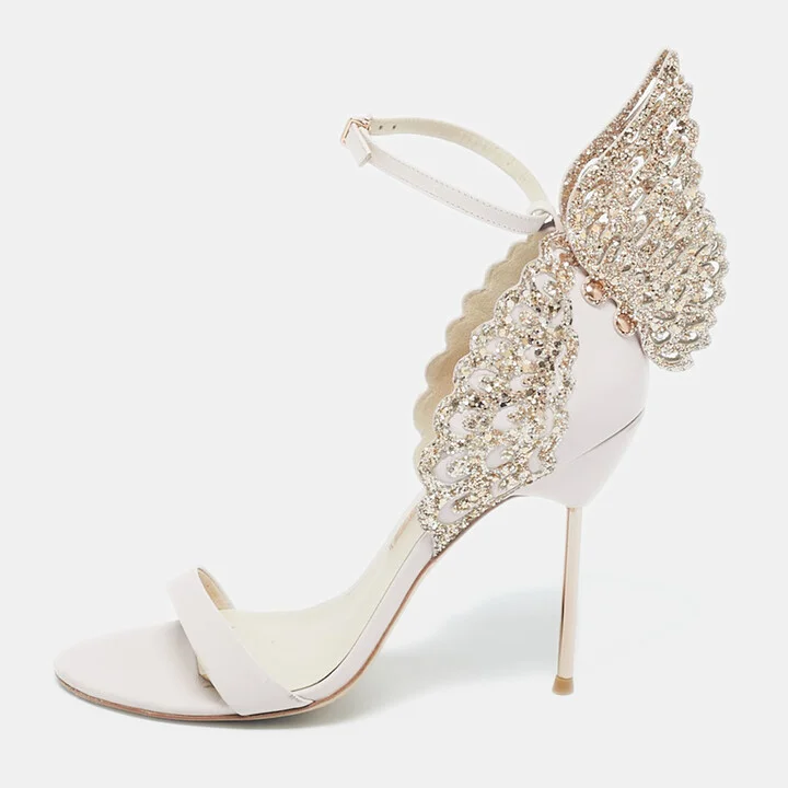 Sophia Webster Light/Gold Pink Glitter and Leather Heavenly Ankle Strap Sandals Size 40