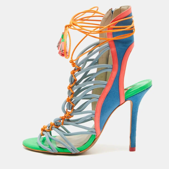 Sophia Webster Multicolor Leather and Suede Lacey Sandals Size 38.5