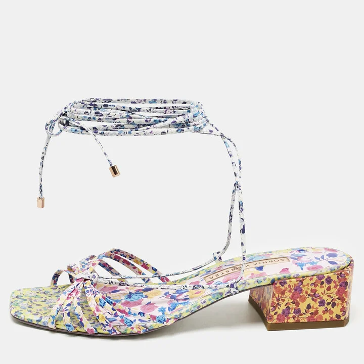 Sophia Webster Multicolor Leather Ankle Tie Flat Sandals Size 40