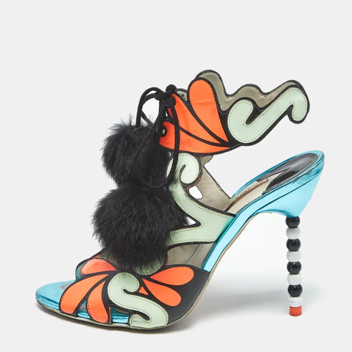 Sophia Webster Multicolor Leather Riko Cutout Ankle Cuff Sandals Size 39