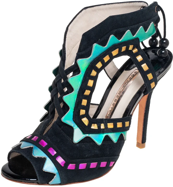 Sophia Webster Multicolor Suede And Leather Riko Cutout Sandals Size 37
