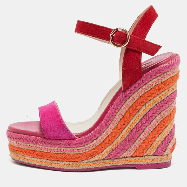 Sophia Webster Multicolor Suede Lucita Espadrille Sandals Size 37