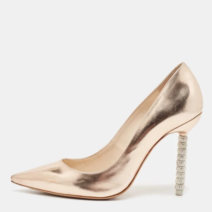 Sophia Webster Rose Gold Leather Crystal Embellished Heel Coco Pumps Size 36.5