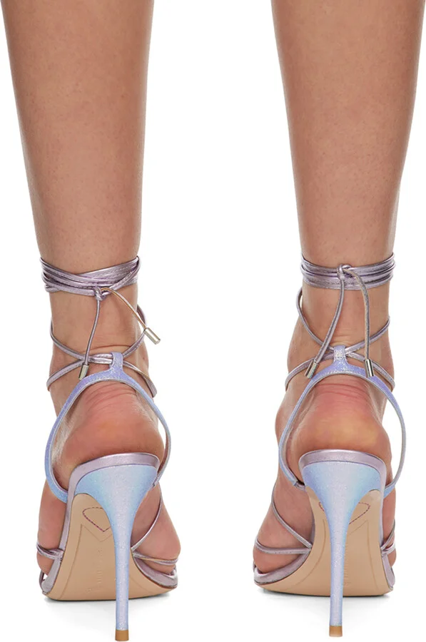 Sophia Webster Silver Amora Heeled Sandals - Image 2