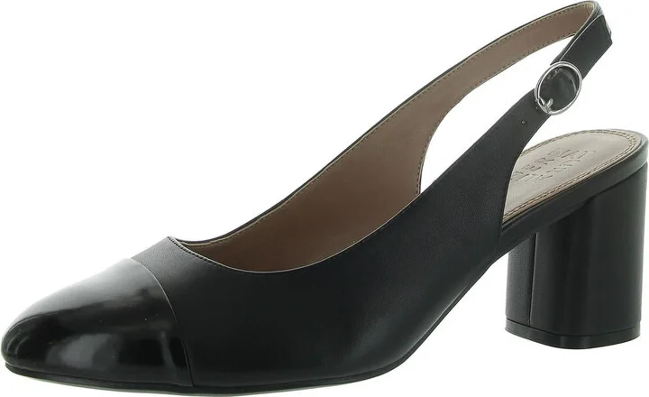 Sophie Womens Leather Round Toe Slingback Heels
