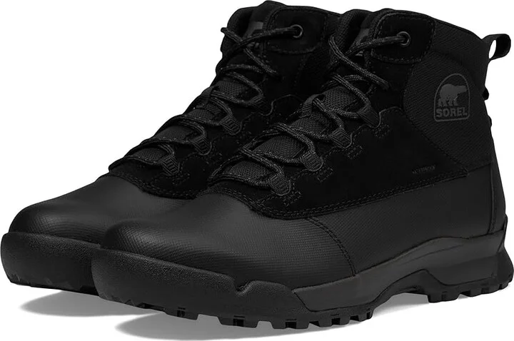SOREL Buxtontm Lite Lace Plus Waterproof Men's Snow Shoes Black/Black : 9.5 D - Medium, Leather