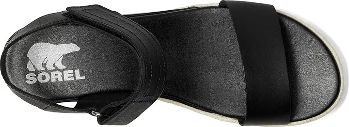 SOREL Camerontm Flatform Sandal Women's Shoes Black/Chalk : 10 B - Medium, Leather - Image 2