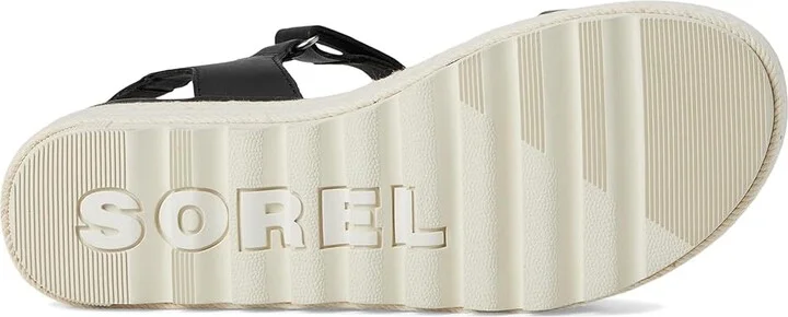 SOREL Camerontm Flatform Sandal Women's Shoes Black/Chalk : 10 B - Medium, Leather - Image 3