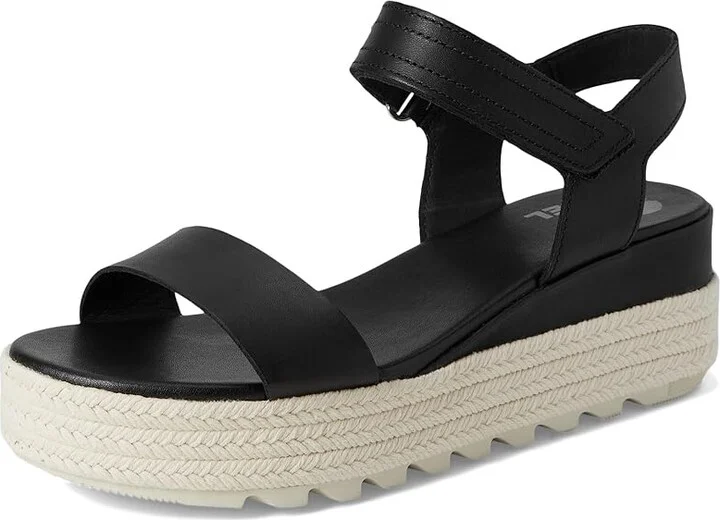 SOREL Camerontm Flatform Sandal Women's Shoes Black/Chalk : 10 B - Medium, Leather - Image 5