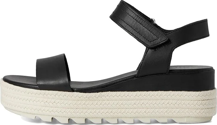 SOREL Camerontm Flatform Sandal Women's Shoes Black/Chalk : 10 B - Medium, Leather - Image 6