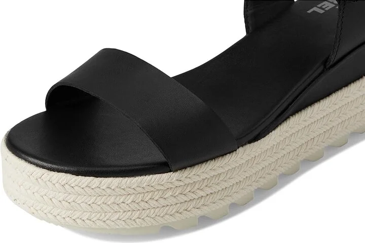 SOREL Camerontm Flatform Sandal Women's Shoes Black/Chalk : 10 B - Medium, Leather - Image 7