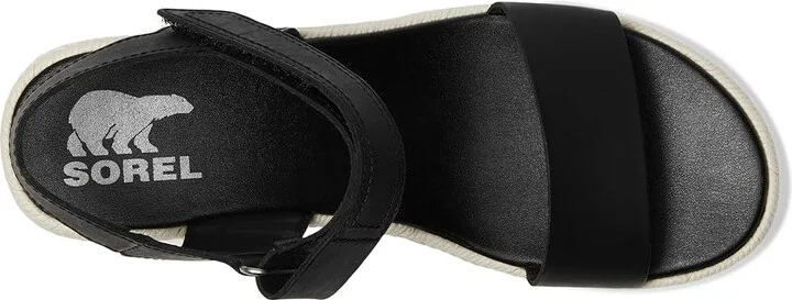 SOREL Camerontm Wedge Sandal Women's Shoes Black/Chalk : 10 B - Medium, Leather - Image 2