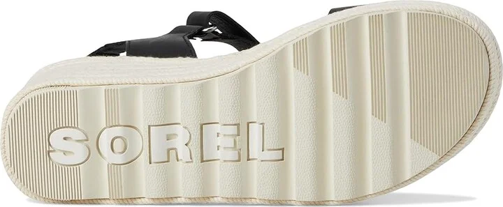 SOREL Camerontm Wedge Sandal Women's Shoes Black/Chalk : 10 B - Medium, Leather - Image 3