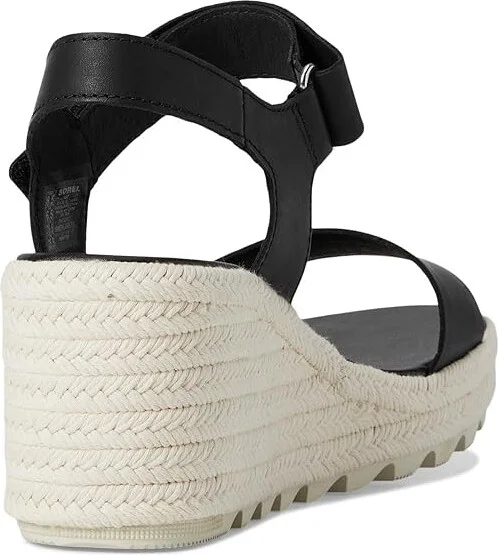 SOREL Camerontm Wedge Sandal Women's Shoes Black/Chalk : 10 B - Medium, Leather - Image 4