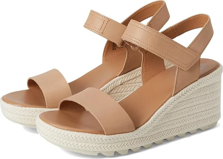 SOREL Camerontm Wedge Sandal Women's Shoes Honest Beige/Chalk : 10 B - Medium, Leather