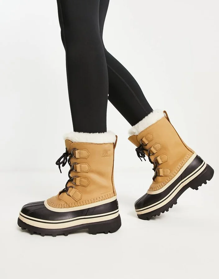 Sorel Caribou waterproof boots in tan - Image 4