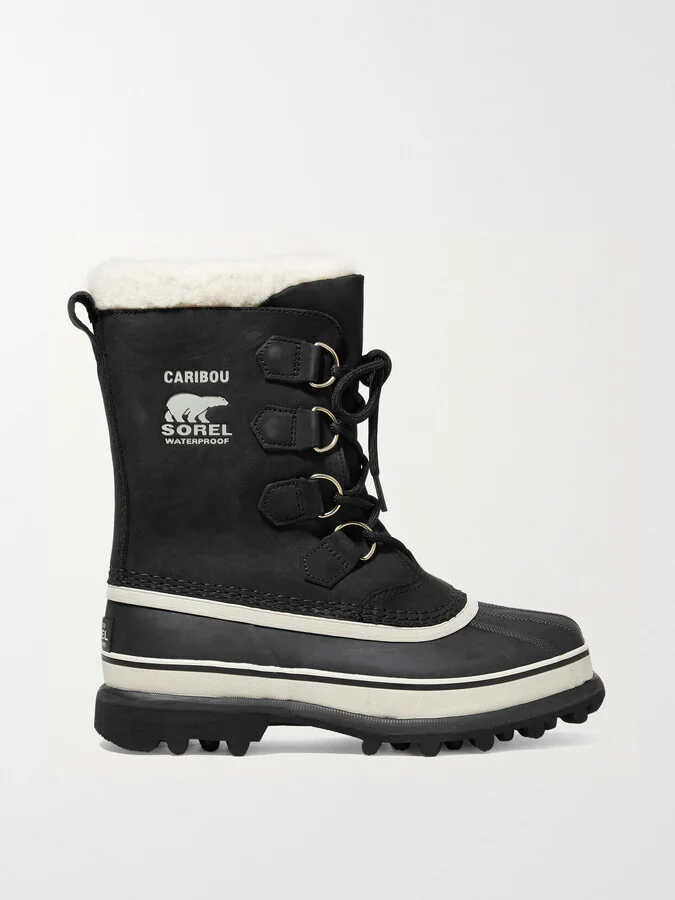 Sorel - Caribou Waterproof Nubuck And Rubber Boots - Black