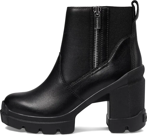 SOREL Cariboutm X Heel Chelsea High Women's Heels Shoes Black/Black : 12 B - Medium, Leather/Rubber - Image 5