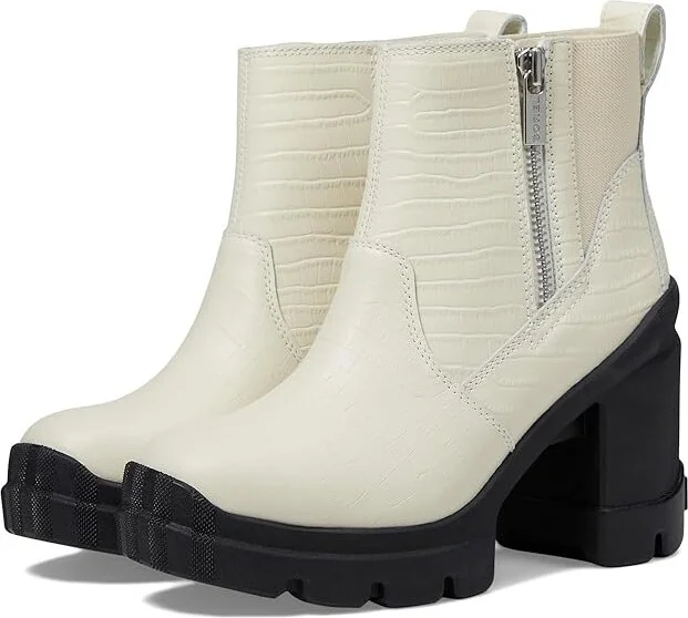SOREL Cariboutm X Heel Chelsea High Women's Heels Shoes Chalk/Black : 7.5 B - Medium, Leather/Rubber