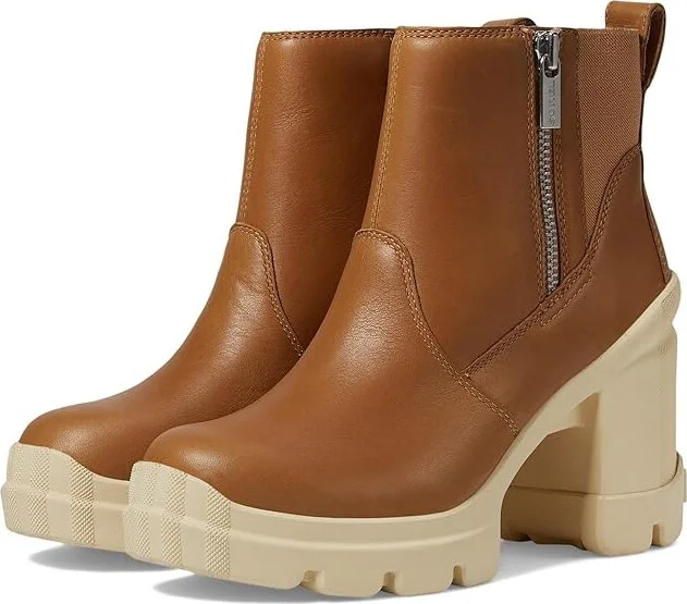 SOREL Cariboutm X Heel Chelsea High Women's Heels Shoes Tawny Buff/Honey White : 9 B - Medium, Leather/Rubber