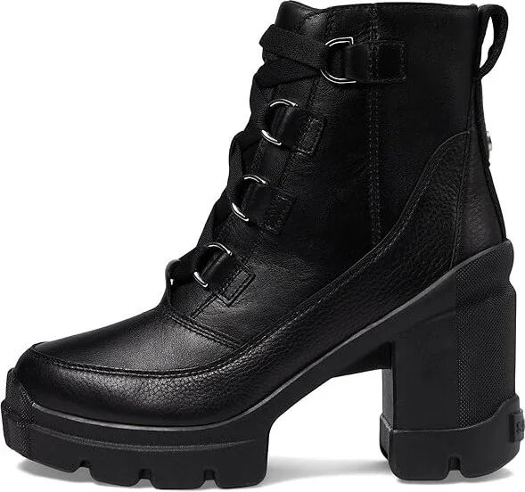 SOREL Cariboutm X Heel Lace High Women's Heels Shoes Black/Black : 7.5 B - Medium, Leather - Image 5
